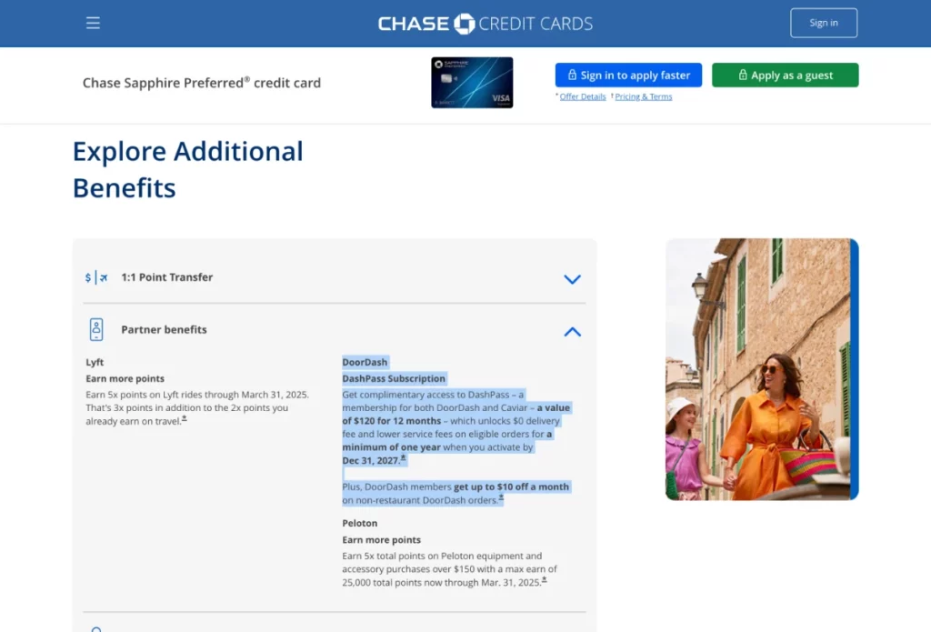 Chase Sapphire Preferred Doordash Partner Benefit