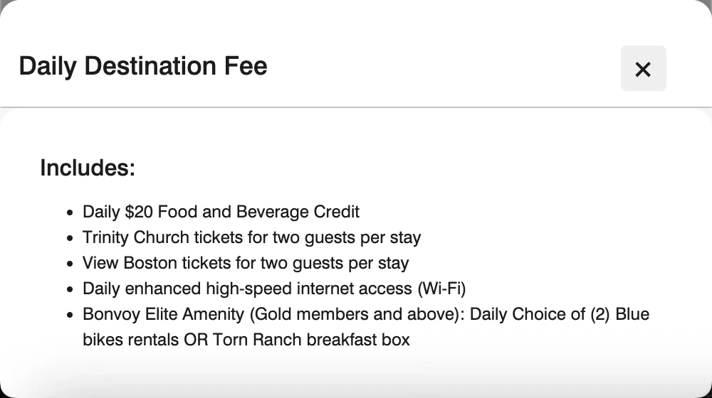 Westin Copley Place Destination Fee