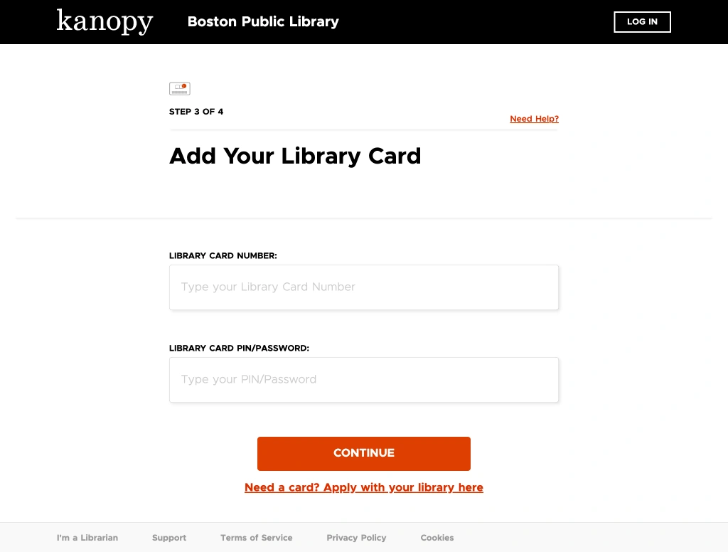 kanopy signup step 3
