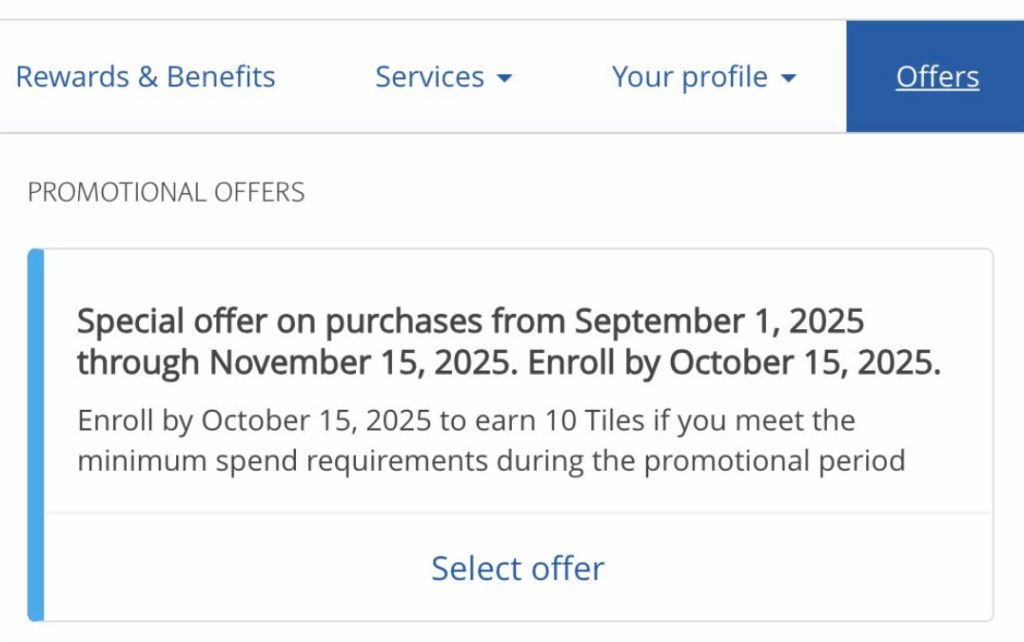 JetBlue カード 10 Tile Promotion