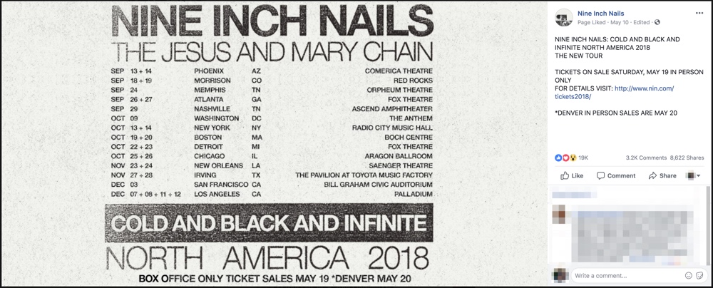 Nine Inch Nails Ticket Purchase