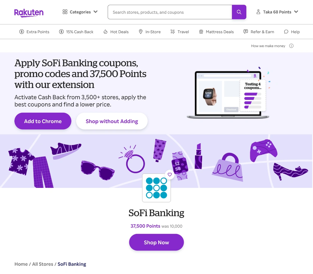 Rakuten SoFi 37,500 ポイントリファーラル